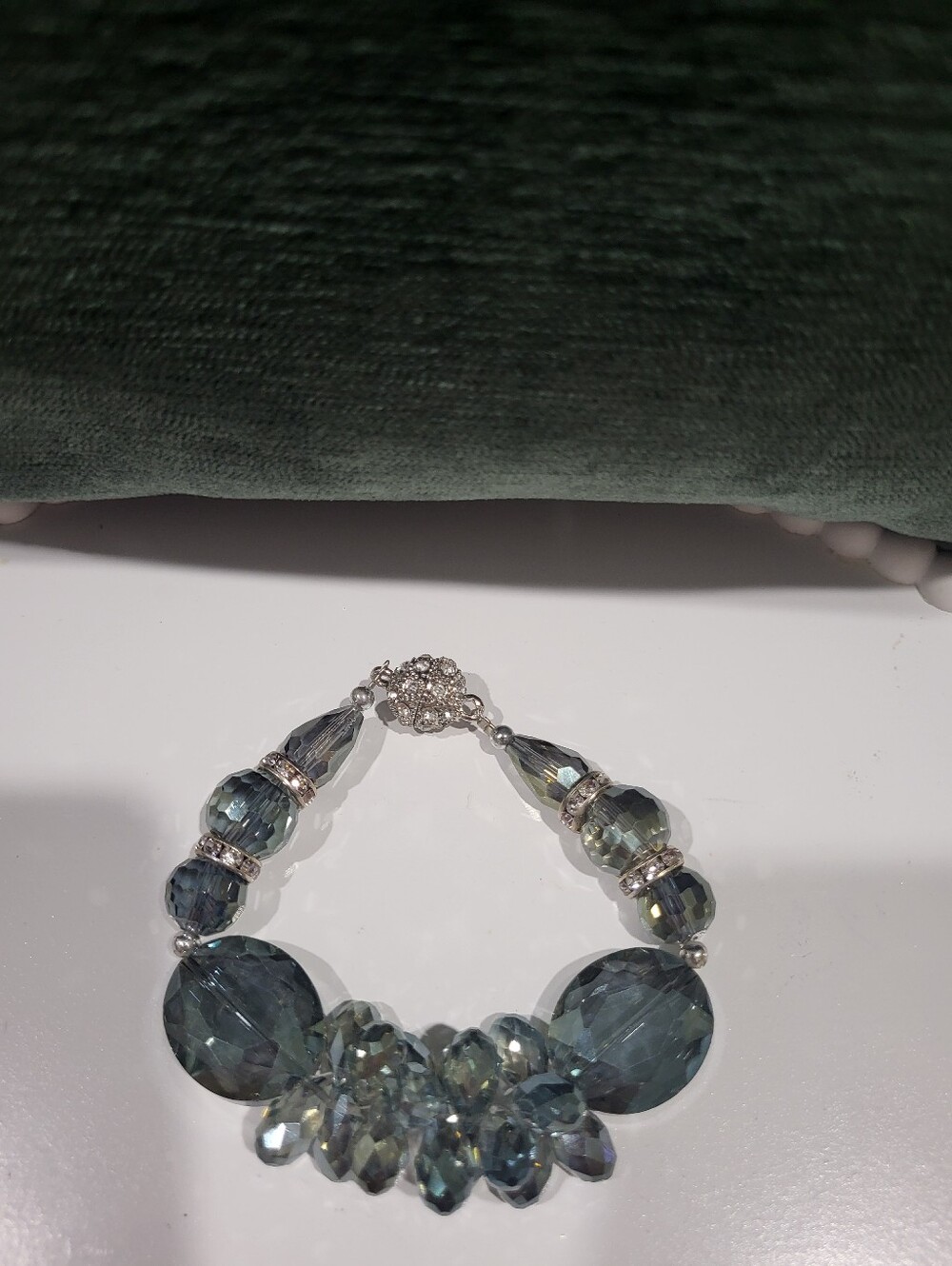 Lucky Brand Faceted Teal Crystal Bracelet with Silver Accents